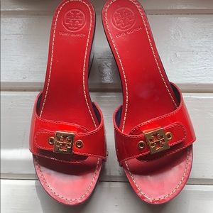 Tory Burch Red Patent Calf Leather Slides